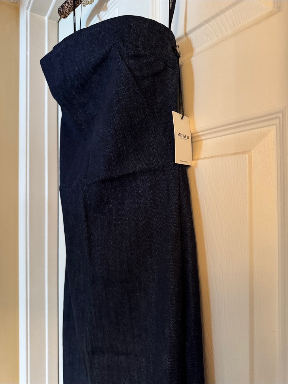 Forever 21 Strapless Dark Denim Midi Dress
